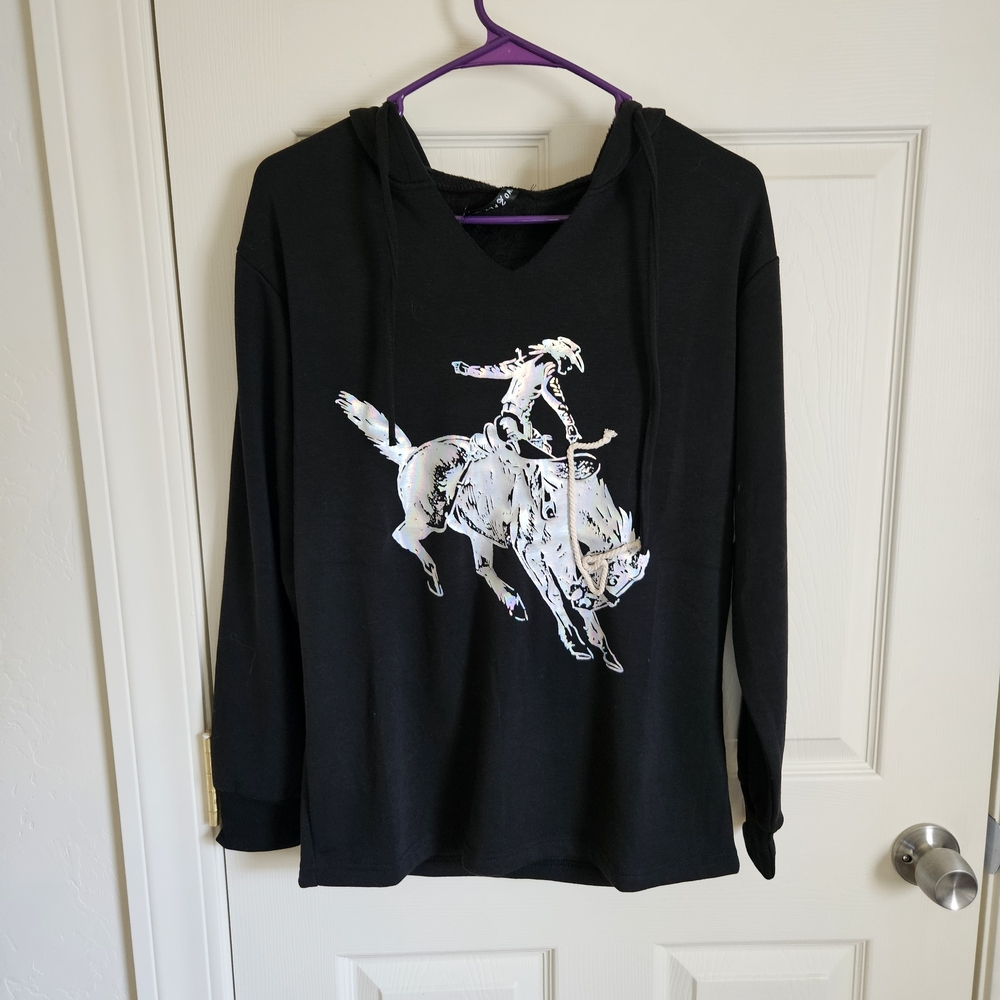 2 Fly Silver Bronc Black Graphic Hoodie